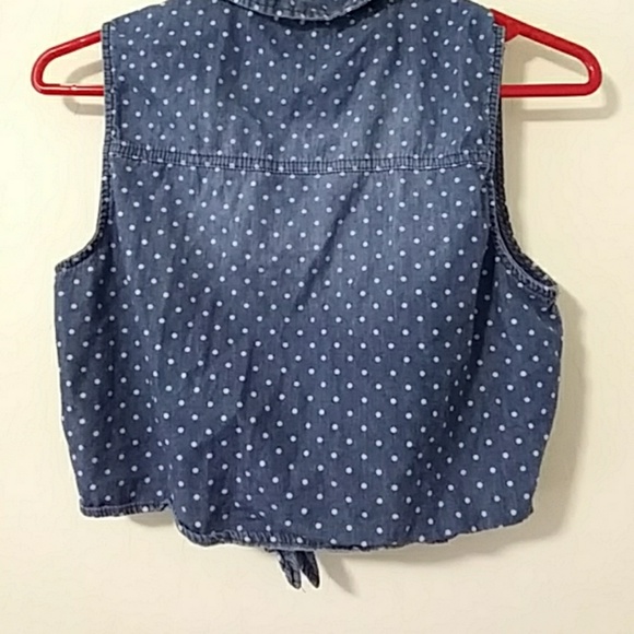 Blue polkadot denim crop top - Picture 3 of 3